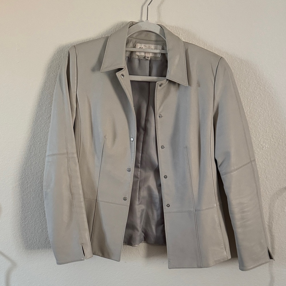 Vintage Light Gray Leather Jacket